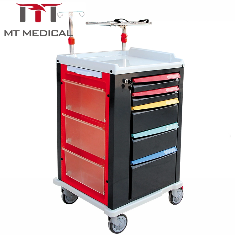 Bom preço Hospital anestesia Médica Emergency Trolley Professional plástico ABS Serviço hospitalar multifunções