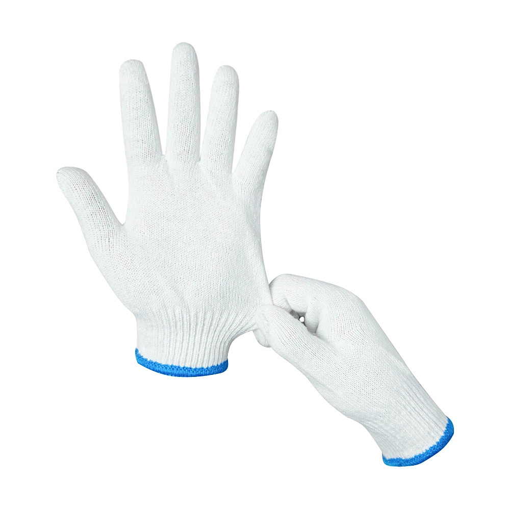 Guantes de protección de blanco para el sitio de trabajo de trabajo Guante de algodón 600g