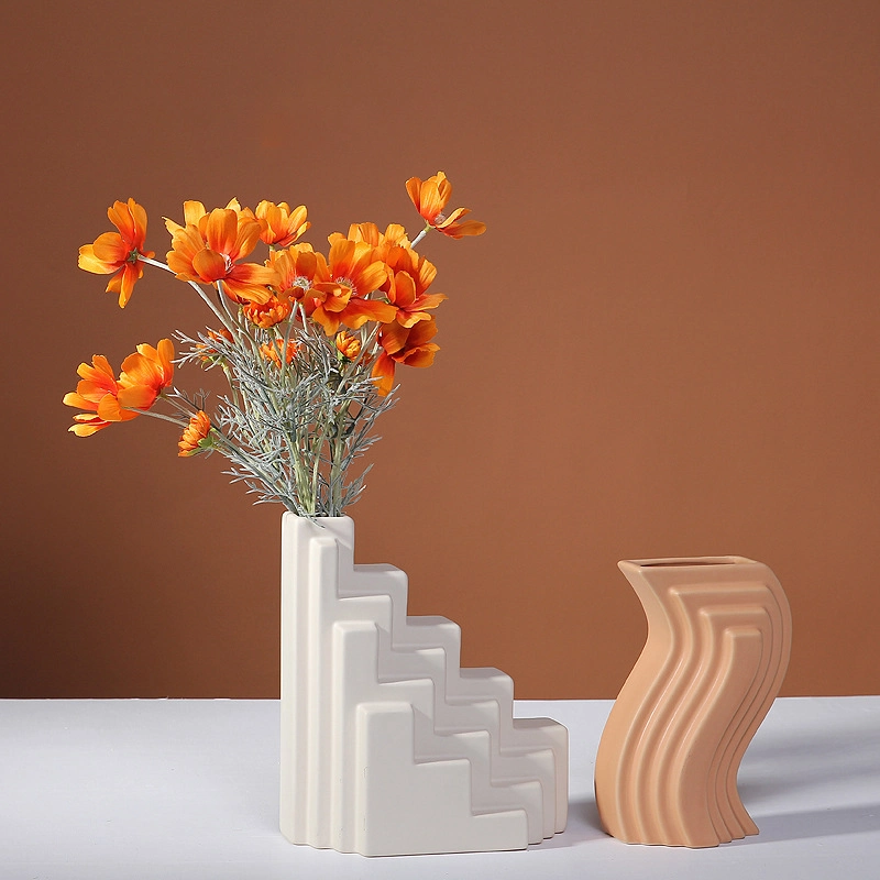 Keramik Vase Set Dekoration Moderne Geometrische Architektonische Modellierung Blumenvase Set für Hochzeitsgeschenke Küche Wohnzimmer oder Flower Shop