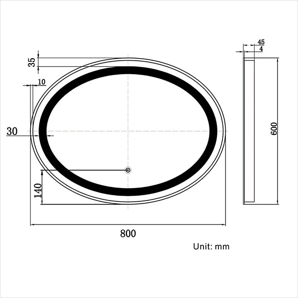 50X70سم أوروبا قياسية التصميم الجديد الجملة فندق حديث ماكياج الزجاج مرآة حمام بيضاوية ذكية