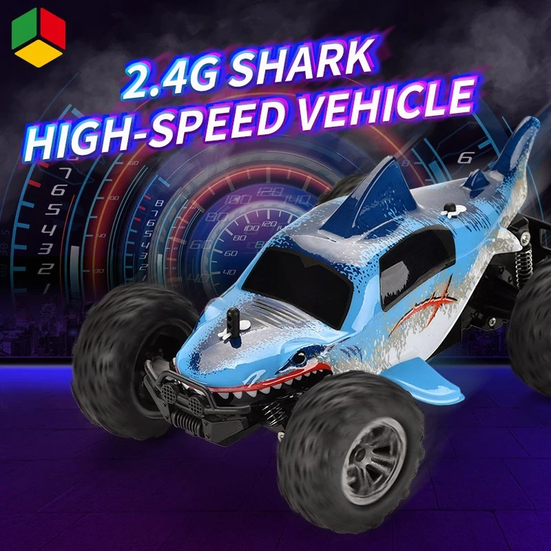 QS niños de alta calidad niños educativos Control remoto juguetes de coche 1/18 escala 4 CH High Speed Drift Off-Road Shark Racing Juguetes para vehículos