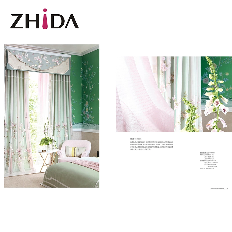 Casa de estilo europeo Zhida textiles sólidos Fancy cortinas gruesas teñido negro poliéster Diseño de lujo Muebles de salón para el Hotel Cortina de ventana