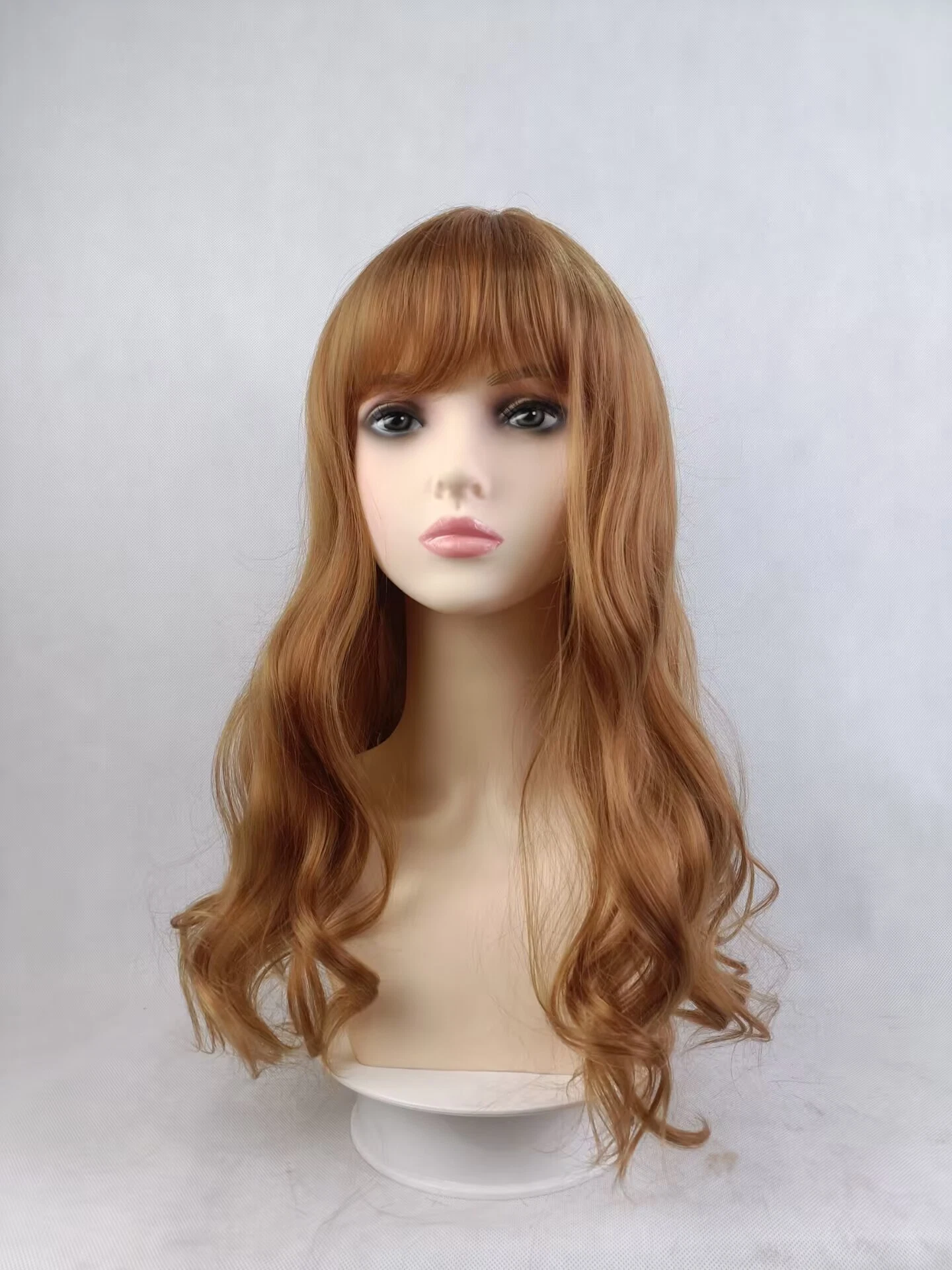 Russian Women Daily Wigs Long Wavy Brown Curly Thick Soft Hair Synthetic Wigs