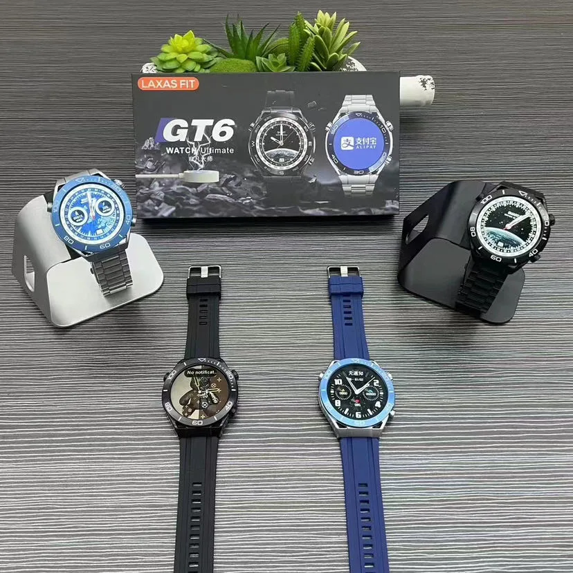 Hot Selling Fashion Laxas Fit Gt6 Smartwatch Women Mens Stainless Steel Sport Can Use Alipay