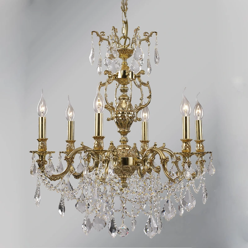 Creative Delicate Living Room Pendant Chandeliers Light French Retro Brass Crystal Chandelier Lighting