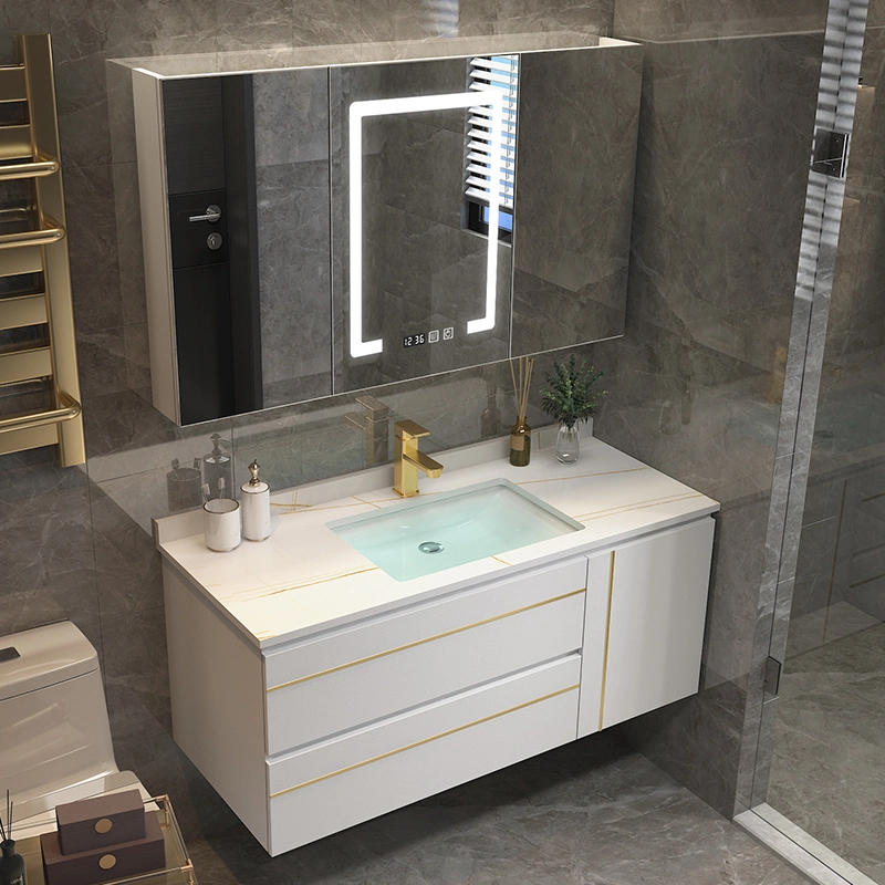 Wash Basin Vanities Marble Bathroom Vanity Stone Cabinets with Mirror