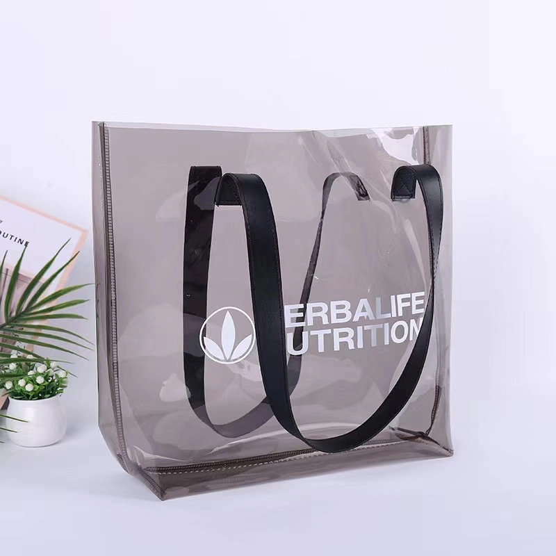 OEM / ODM Kunststoff transparent PVC Tasche Wasserdicht klare Strand Schultertasche Mit Logo Shopping Öko PVC Tragetasche