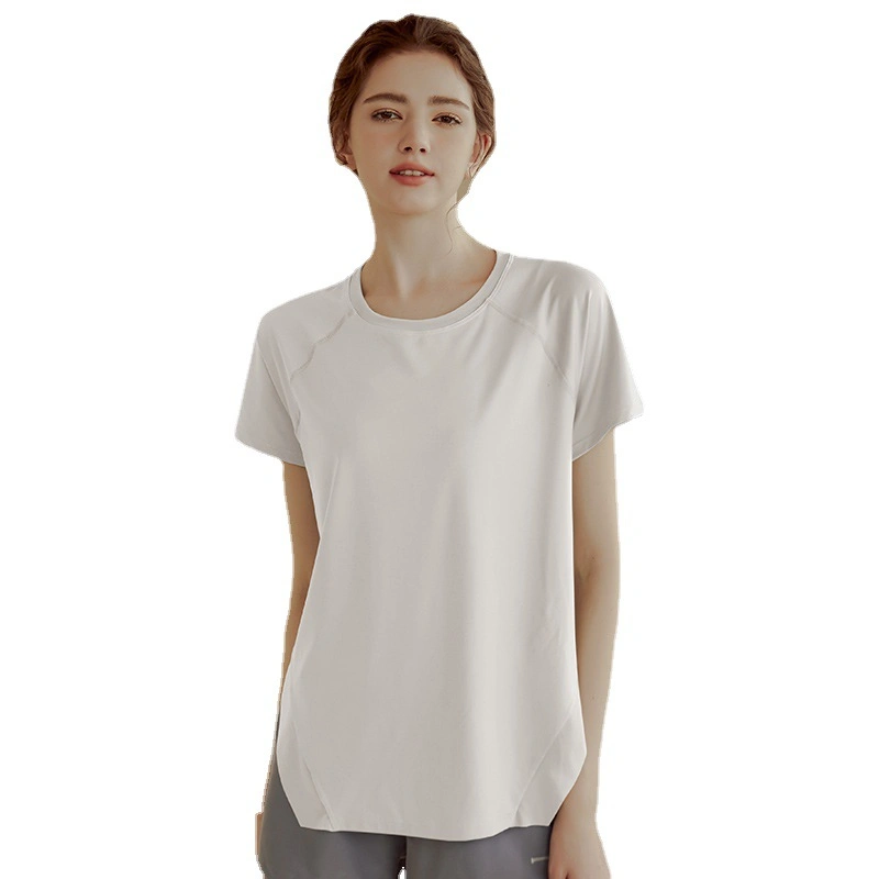 High-End Loose Yoga Wear Women Sports Short Sleeve T-Shirt Running Smock Slim Breathable Fitness Wear Top