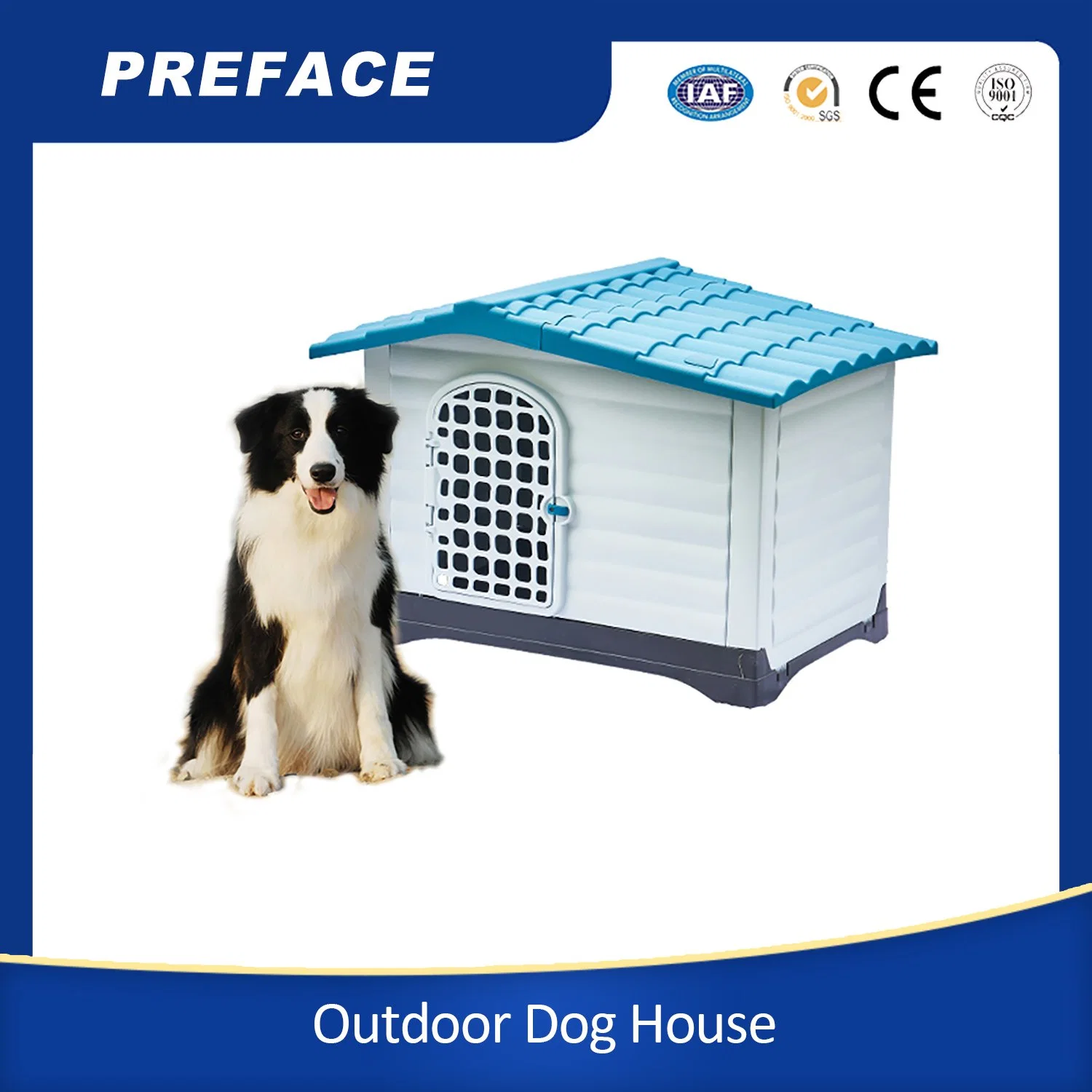 PET House Plastic Large Dog Outdoor OEM Solid Sustainable Button Flat Packing Outdoor PET House Super Markets Red, Blue