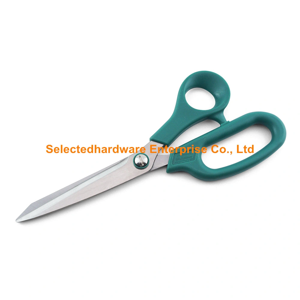 9 Inch Left Handed Scissors Green PP Handle