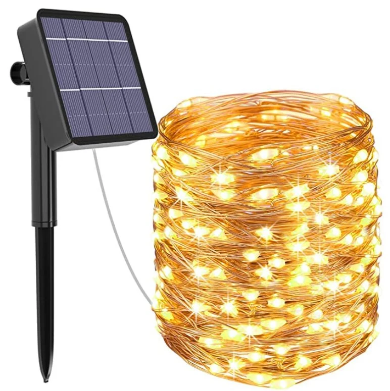 Customized IP65 200 LED Solar Fairy Lights Outdoor String for Porch Deck Backyard Lawn Pergola