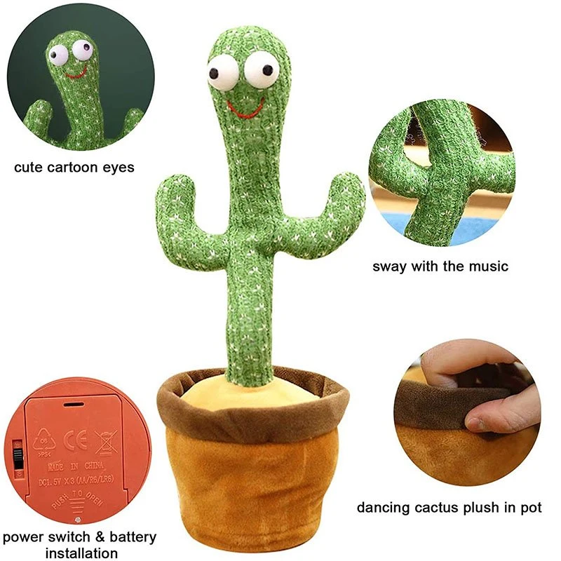 Latest Nice Design Hot Sale Stuffed Toys Singing Kid Gifts Funny Dancing Cactus Plush Toys Children