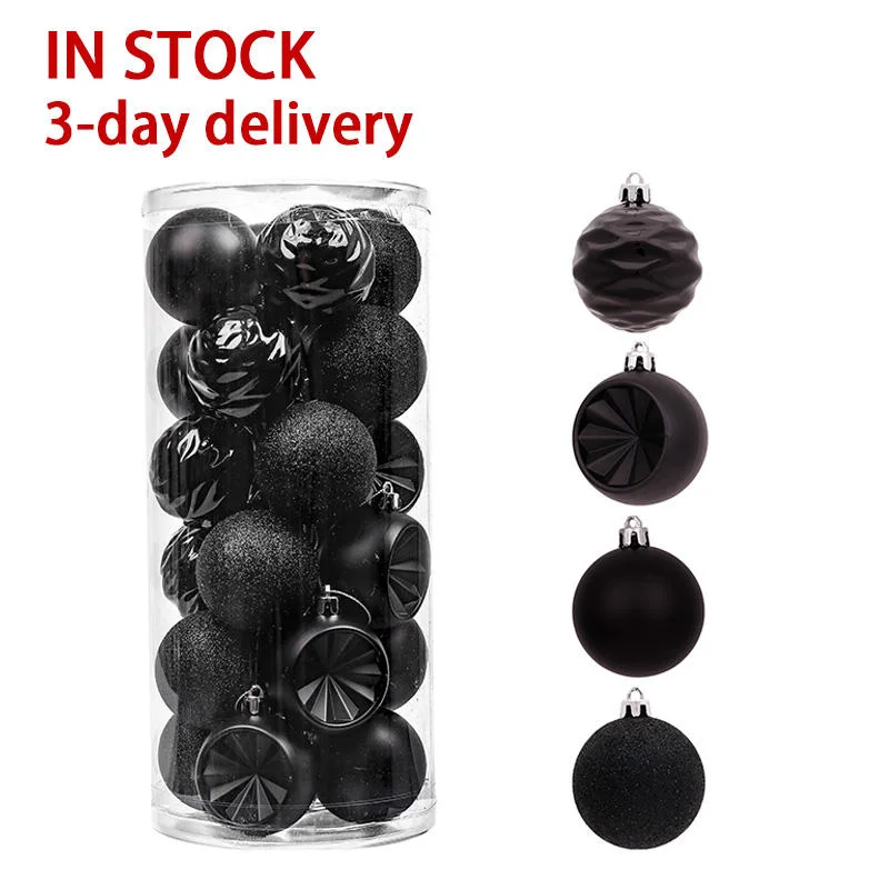 6cm Black Crismas Decoration Christmas Product Ornaments Plastic Ball Bulk Christmas Ornaments