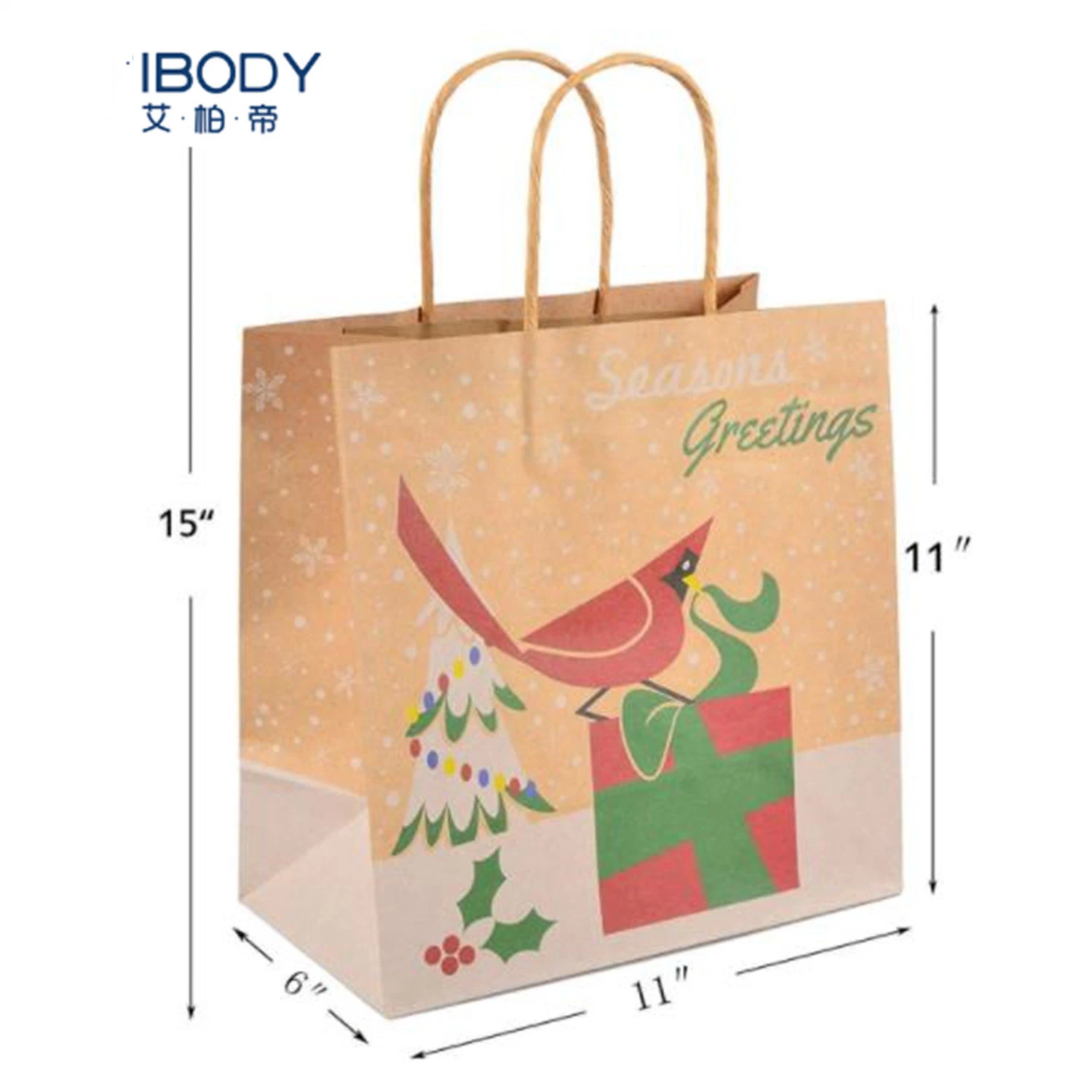 Degradable Recycled Eco-Friendly Kraft Paper Printing Santa Claus Shopping Bag Christmas Bag Gift Bag
