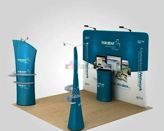 Custom Printing Tradeshow Combination Tension Fabric-POP-up 10FT Exhibition Booth Stand, EZ Tube Aluminum Backdrop Walls, Easy assemble 20FT Fast Display Banner