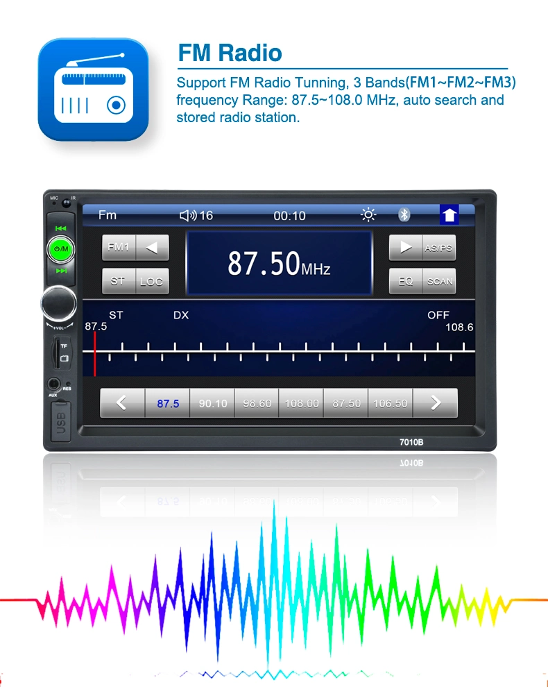 7 Pulgadas Wince 2 DIN Universal alquiler de vídeo 7 de la luz de color de pantalla HD Stereo Estéreo para coche MP5 Reproductor Multimedia Audio Video