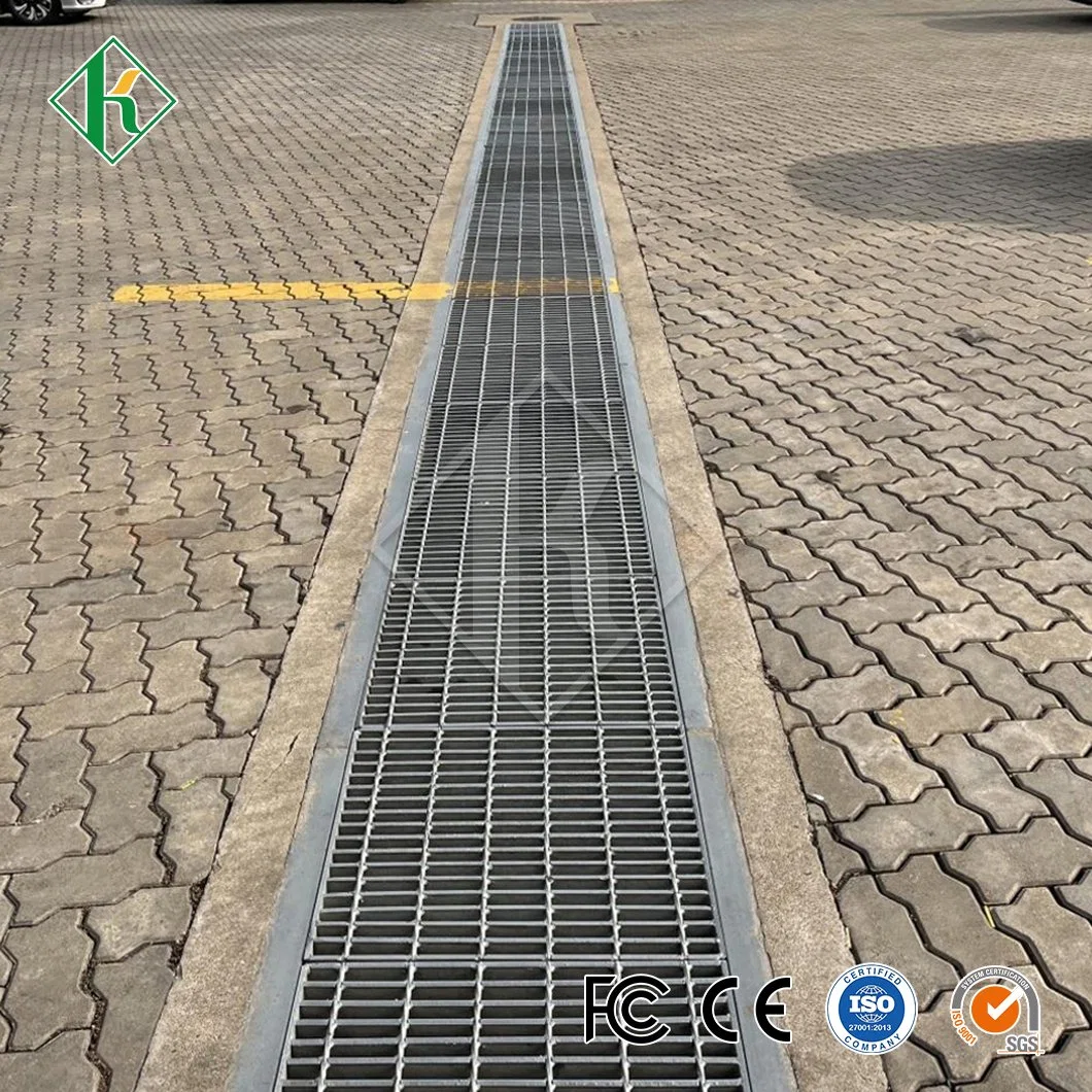 Kaiheng Platform Steel Grating Manufacturers Floor Trench Cover China Steel Grating ASTM A36 Galvanized Trench Drain Grating