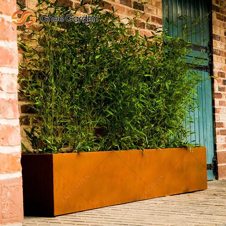 Montaje Corten Steel Planter Logo personalizable Caja de flores con forma especial