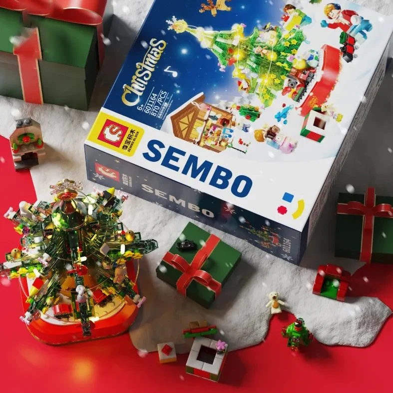 870 PCS a los niños la figura de la Navidad de recogida de la atmósfera de formación de valores de las manos en la capacidad Caja de regalo de Navidad de ladrillos de colores para niños