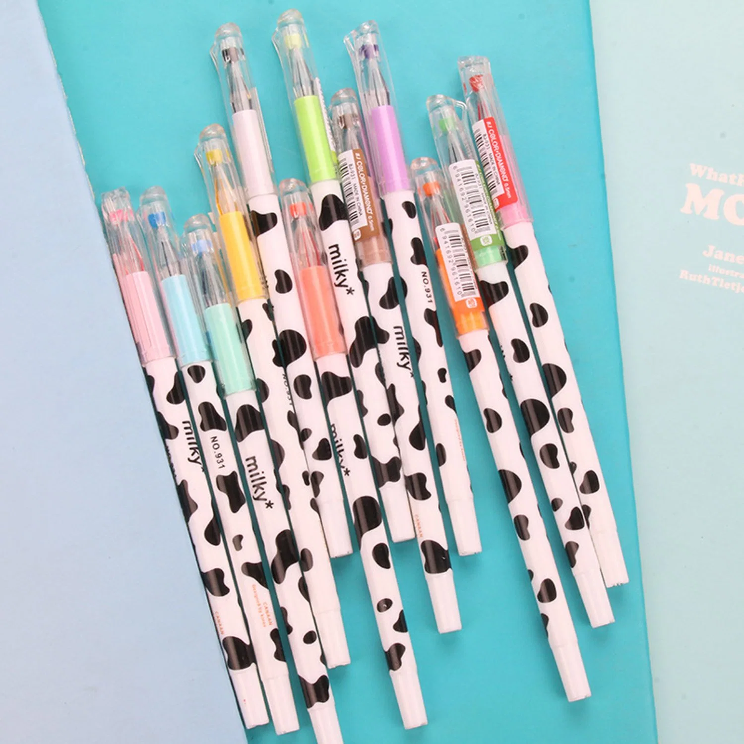 Gel coloré Cute Diamond Pen Candy couleur laiteuse vache jeu de plumes de l'écriture Kawaii Papeterie Fournitures de bureau de l'école ensemble de 12 couleurs Ensemble papeterie scolaire