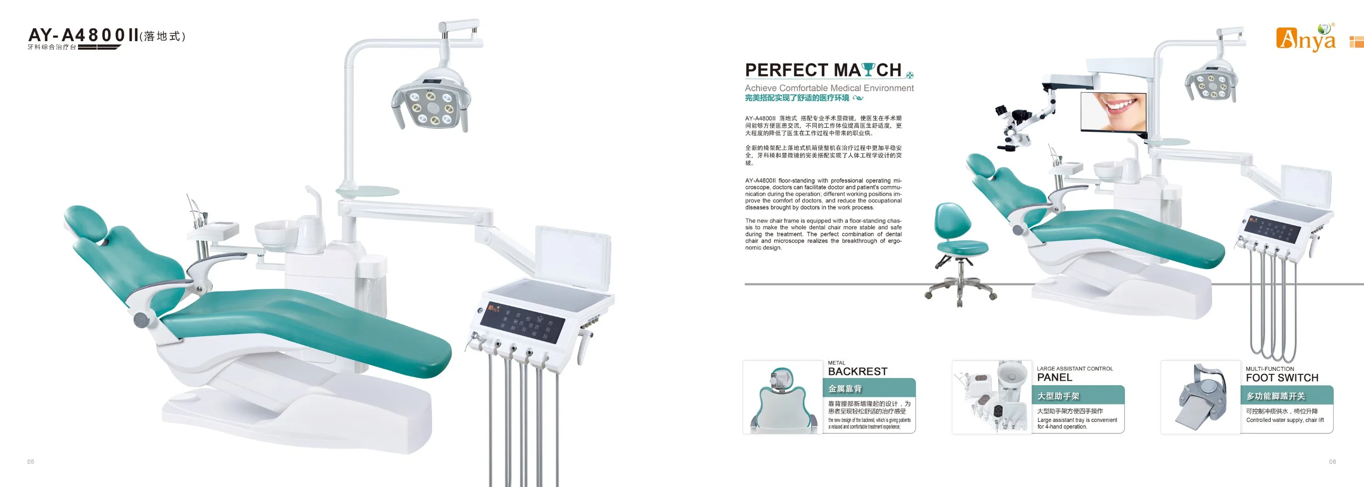 Clínica Use computador Controle confortável cadeira Dental Unidade com LED Luz do sensor