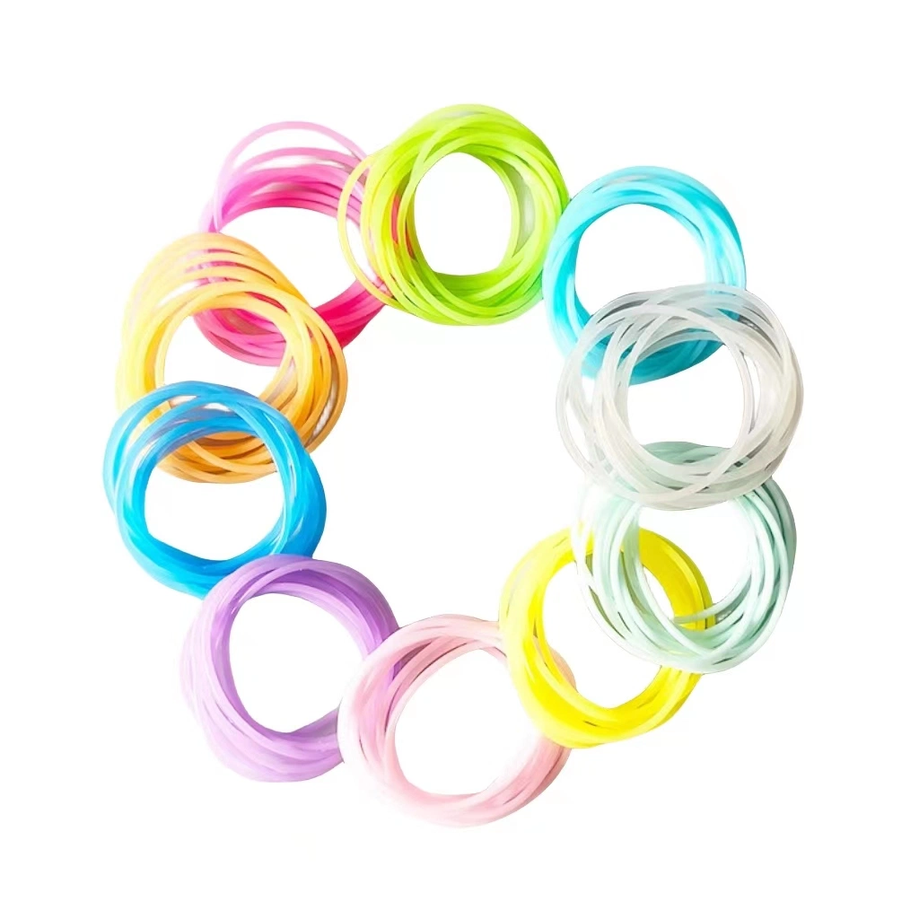 Glow in Dark Silicone Rubber Stretch Jelly Bracelet Silicone Elastic Bracelets Rainbow Glow Luminous Hair Ties Bracelet