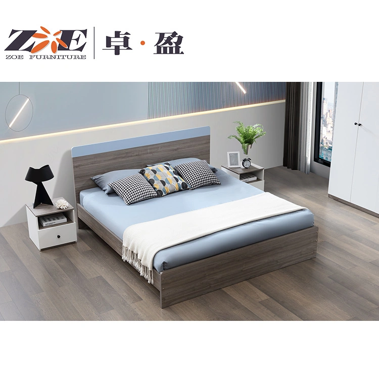 Luxury Mattress Leather Bunk Hospital King Single Hotel Bedroom Furniture Queen Double Wall Wooden Bed