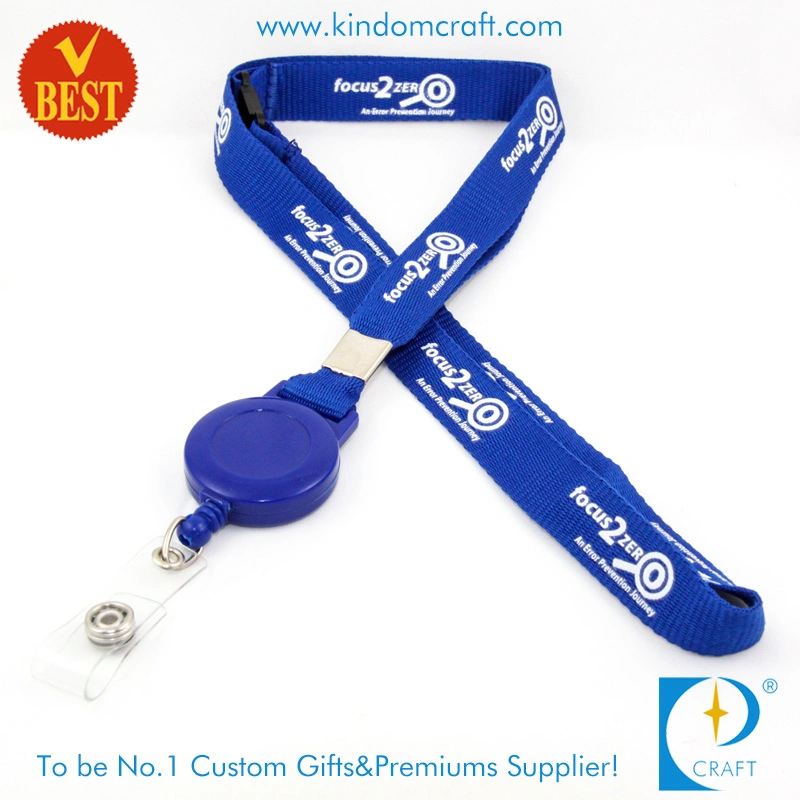 Wholesale Customized Logo Tubular Screen Printed Lanyard with Reel Badge From China