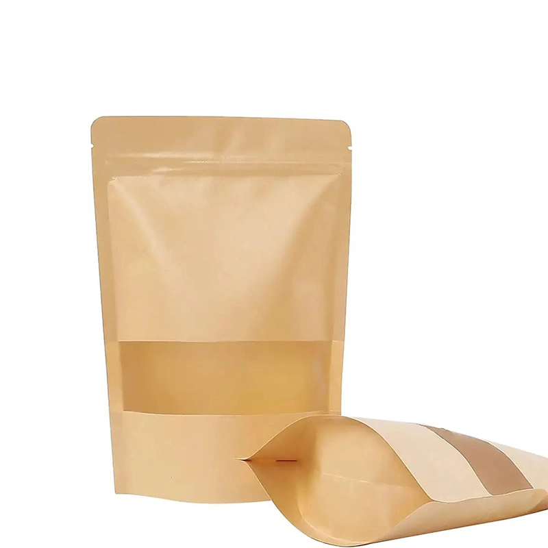 Biodegradable Ziplock Brown White Kraft Craft Paper Standing up Pouches Food Packaging Zipper Bags