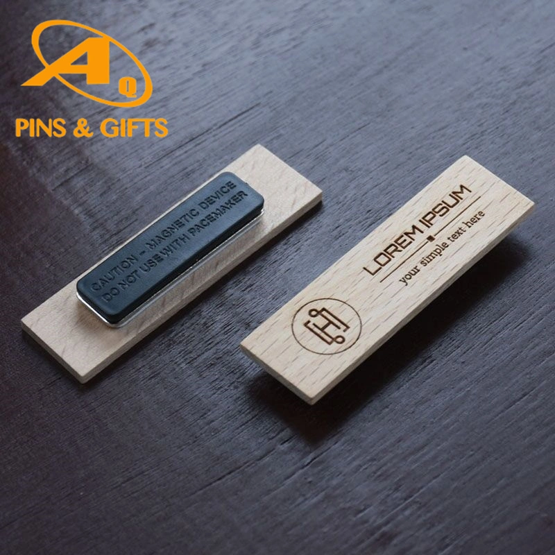 Pin Badges Wholesale/Supplier Custom Brand Logo Rectangle Epoxy Resin Metal Labels with Magnetic Button Magnet Backing Name (ID) Plate