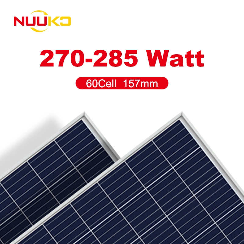 تصميم جديد Nuuko 270 واط 275 واط 280W 285 واط فلطائي فلطائي فلوري متعدد البلورات Solar الشركة المصنعة للوحة مع ضمان لمدة 25 سنة للبطارية من Soalr