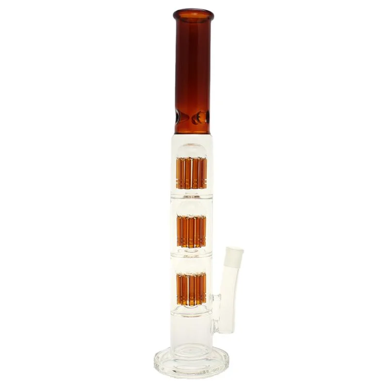 Big Straight Glass Beaker Glass Hookah Pipe with Three Tree Perco Smoking Water Pipes