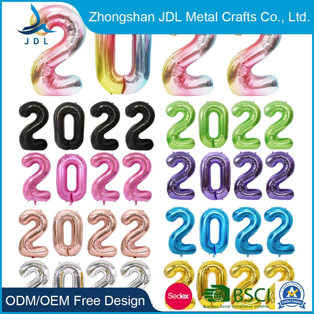Factory Direct Sale Metal Festival Latex Birthday Party Latex Wholesale Chrome Halloween LED Number Letters Animals Happy New Year Balloon