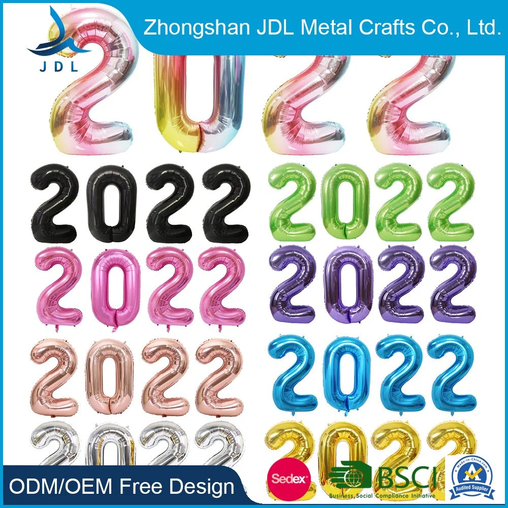 Factory Direct Sale Metal Festival Latex Birthday Party Latex Wholesale/Supplier Chrome Halloween LED Number Letters Animals Happy New Year Balloon