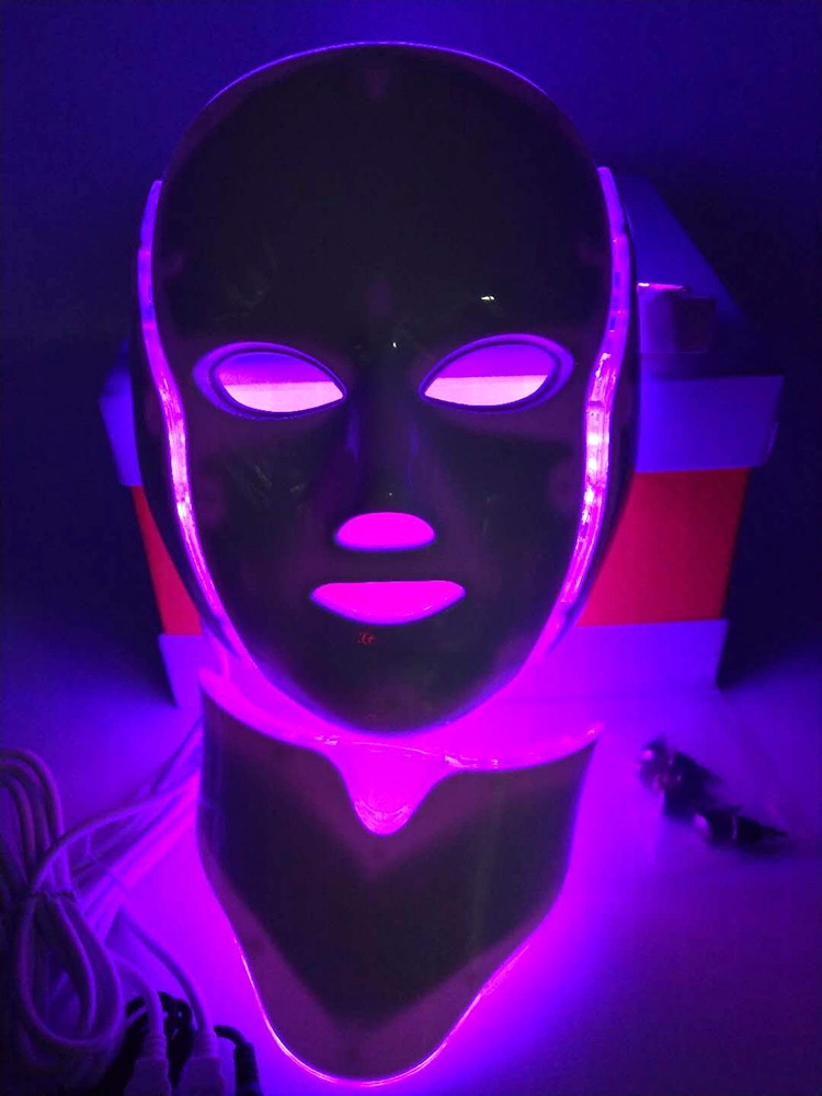 7 Farben Hautaufhellung Gesichtsausschnitt LED Maske für Akne Behandlung