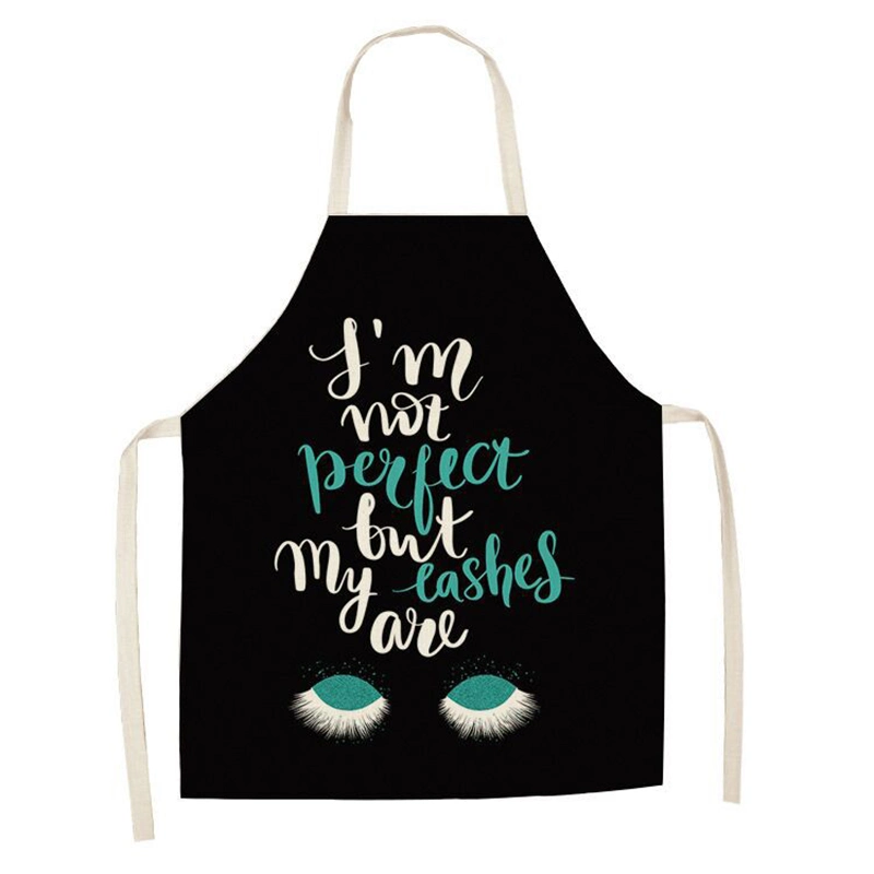 Lashes Printed Design Linen Apron Wholesale/Supplier Bib Apron Apron_Kitchen for Cleaning Kitchen