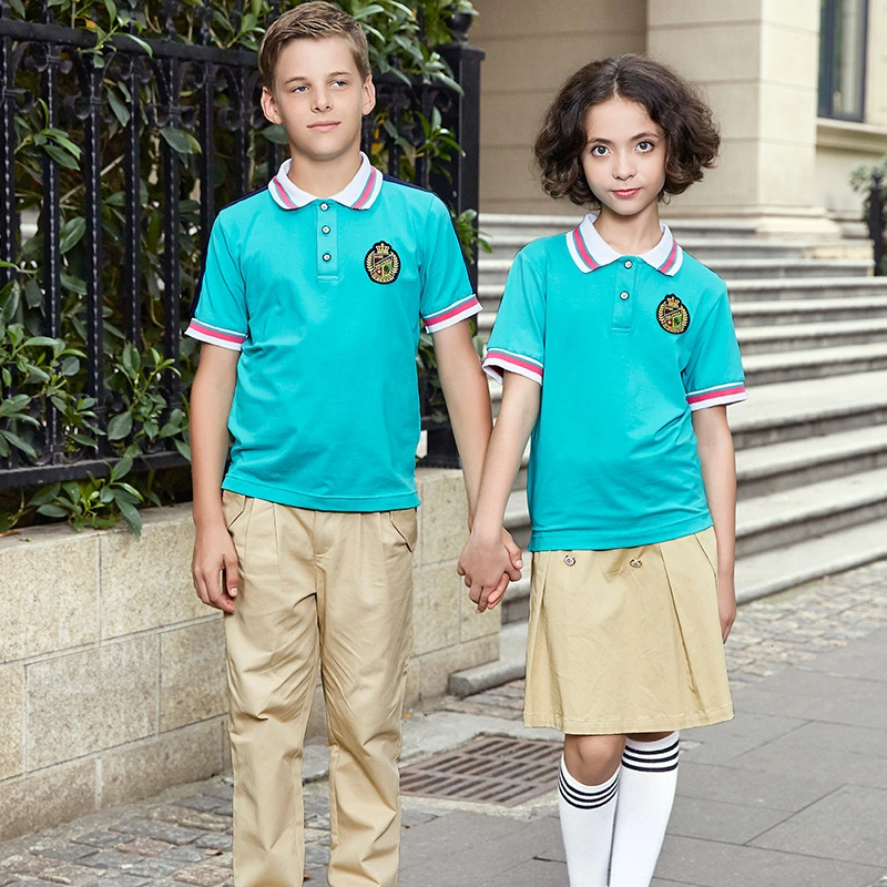 Summer Cheap School Uniform Green Polo Shirt Style