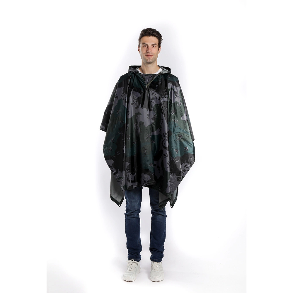 La lluvia Poncho impermeable impermeable con Capucha Piscina Senderismo Ciclismo