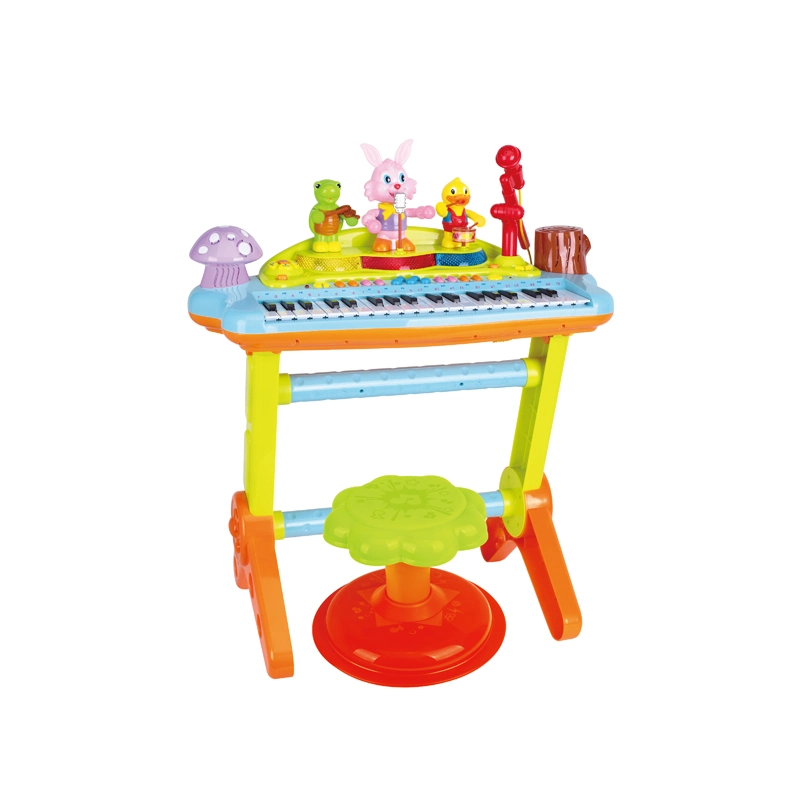 Kids Drum Set Electric Toy with Working Microphone/Lights/Adjustable Sound/Bass Drum/Pedal/Drum Sticks and Little Chair Toy