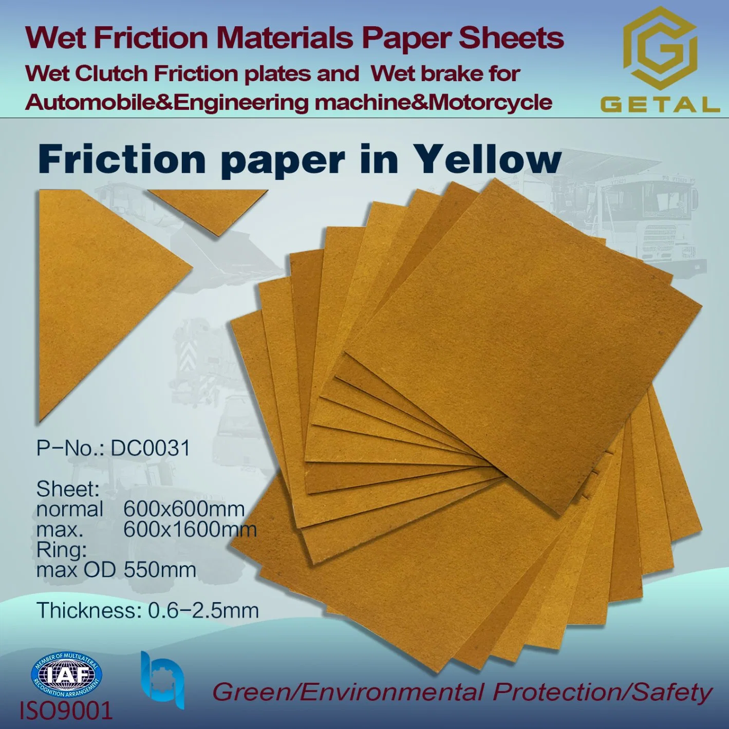 Construction Machinery Automobile Wet Friction Material Paper