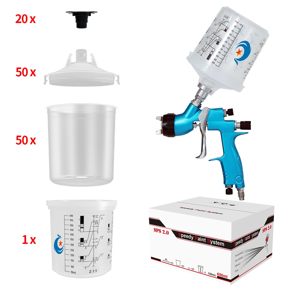 La última copa con cubierta de plástico desechables para Non-Drip Pistola de pintura para recubrimiento de coche