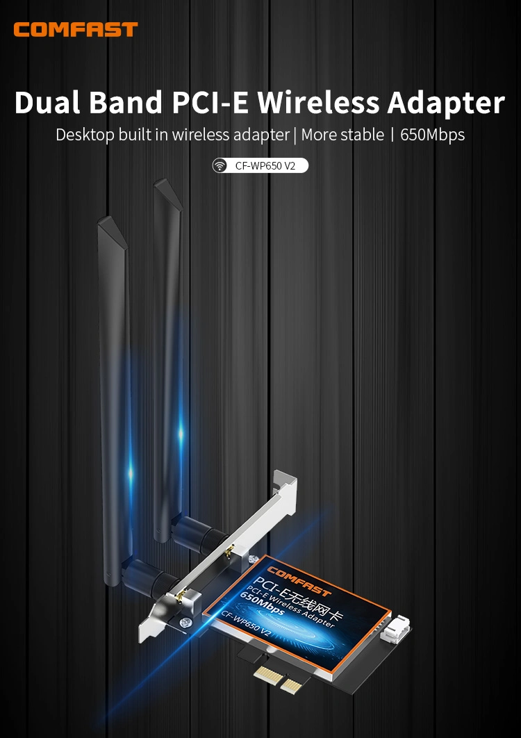 cf-Wp650 V2 بطاقة PCIe WiFi لوحدة الحماية اللاسلكية 650Mbps مزدوج النطاق محول الشبكة بطاقة شبكة WiFi LAN