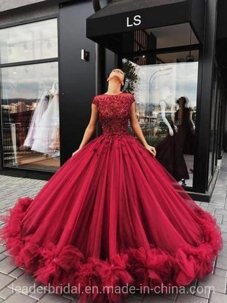 Red Quinceanera Robes Bola 15 anos de casamento Lace noite vestidos E237