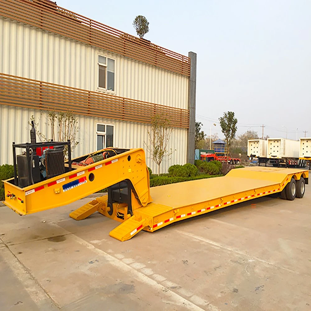 2 3 Axle Lowbed Gooseneck Semi Trailer Lowboy Trailer Chico Drop Deck Excavator Dolly Reboque Low Bed Cama Baja Remolque Trailer