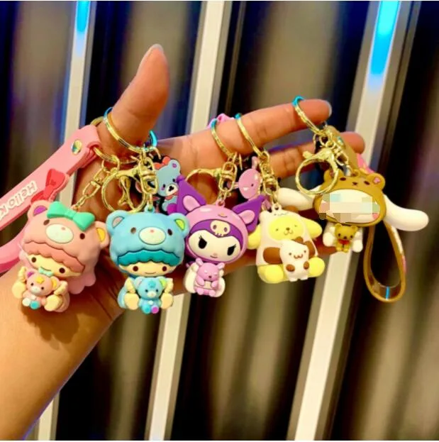 Ruunjoy New Sanrio Keychain Kuromi My Melody Keychain Hug Bag Pendant Car Keyring Cute Cartoon Sanrio Accessories Kids Toys Gifts