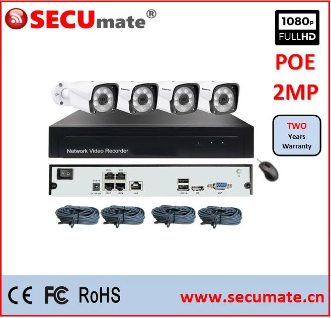 4CH H. 265 NVR Poe Kit de système de Vidéosurveillance Caméra IP Poe fournisseur NVR