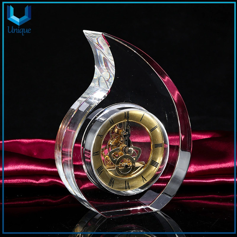 K9 Crystal Decoration Ornaments with Movement Clock, Available Stock Wholesale/Supplier Corporate Crystal Awards for Souvenir Gifts