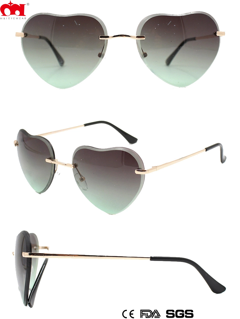 The Most Stylish Heart-Shaped Rimless Metal Designer Sunglasses (WSM903043)