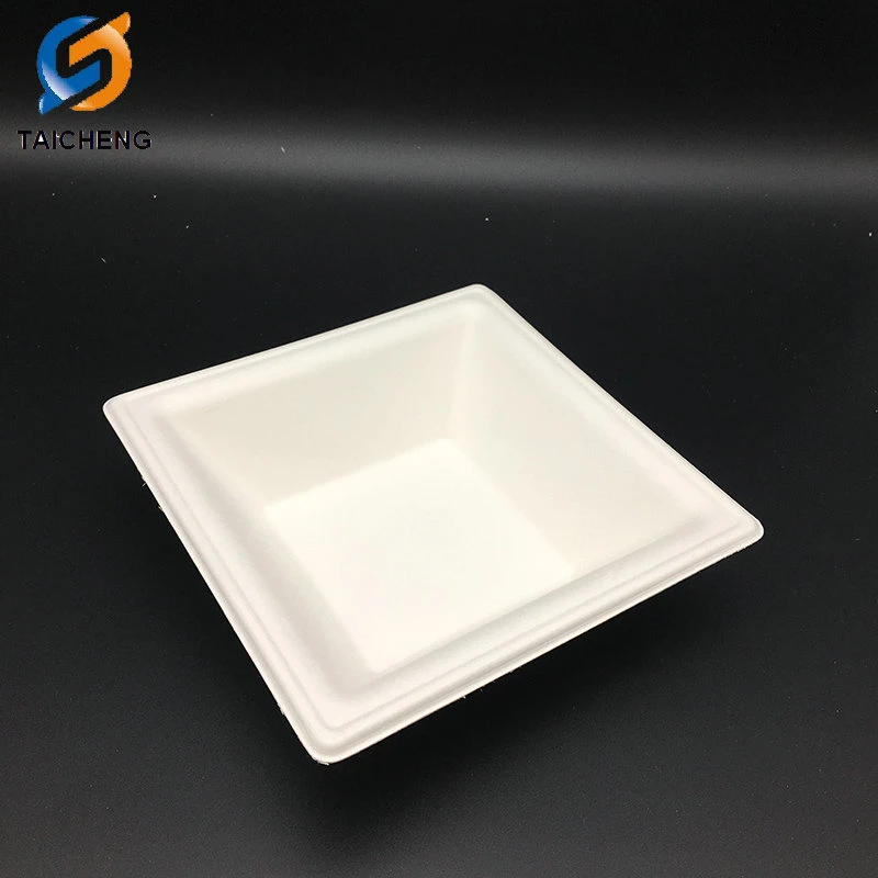 Disposable Square Biodegradable Sugarcane Bagasse Bowl with Lid