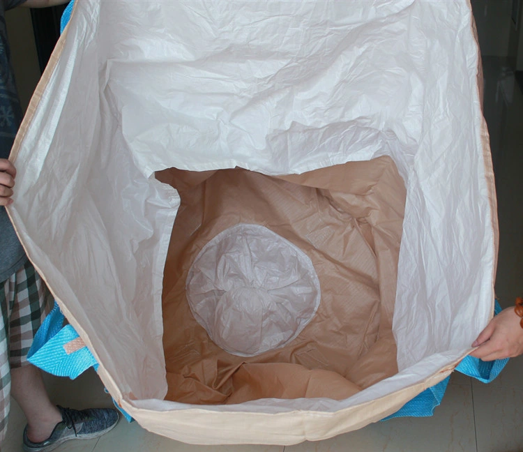 FIBC Manufacturer Bulk Bag Top Skirt Korea Japan Jumbo Bag 2 Ton Beige Color Round Big Bag